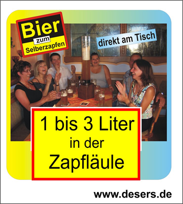 Literweise Bier zum selber zapfen bei Desers